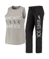 Concepts Sport Women's  Black, Gray Chicago White Sox Meter Muscle Tank Top And Pants Sleep Set In Black/gray