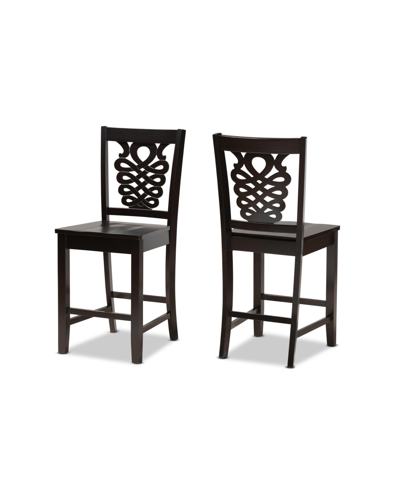 Baxton Studio Gervais Modern And Contemporary Transitional Wood Counter Stool Set, 2 Piece In Dark Brown