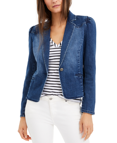 Inc International Concepts Women's Puff-sleeve Blazer, Created For Macy's In Medium Indigo