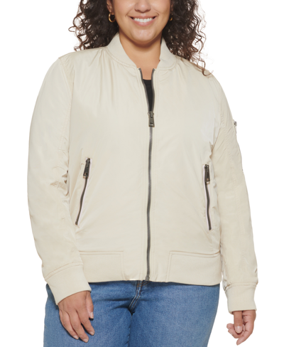 Levi's Trendy Plus Size Melanie Bomber Jacket In Sand