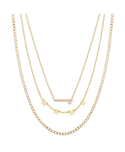 Unwritten 14k Gold Flash-plated Cubic Zirconia Mama Layered Pendant Necklaces