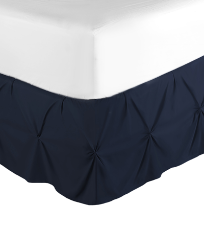 Nestl Bedding Bedding 14" Tailored Pinch Pleated Bedskirt, Queen In Navy Blue