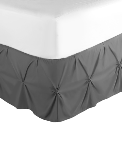 Nestl Bedding Bedding 14" Tailored Pinch Pleated Bedskirt, Queen In Charcoal Gray