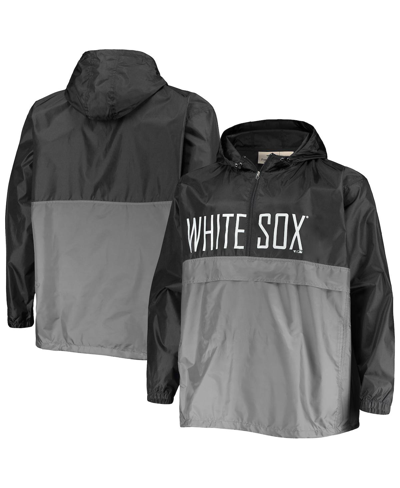Profile Men's Black, Gray Chicago White Sox Big And Tall Split Body Anorak Half-zip Jacket In Black,gray