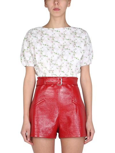 Philosophy Di Lorenzo Serafini Crop Top In Cotton With Floral Pattern In White