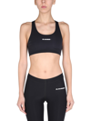 Jil Sander Black Sports Bra With Logo Lettering On The Front In Tech Fabric Stretch Woman In Black