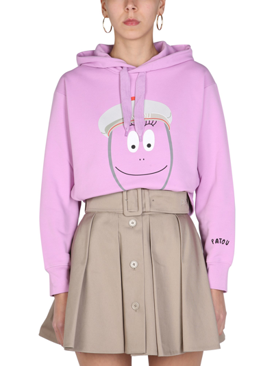 Patou Graphic-print Cotton Hoodie In Pink