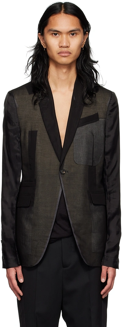 Rick Owens Black Cotton Blazer In 09 Black