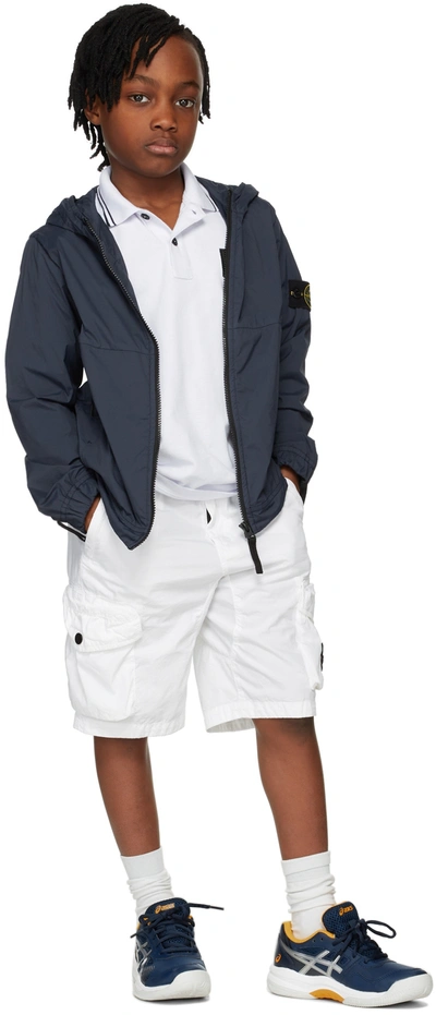 Stone Island Kids White Cargo Shorts In V0001 White