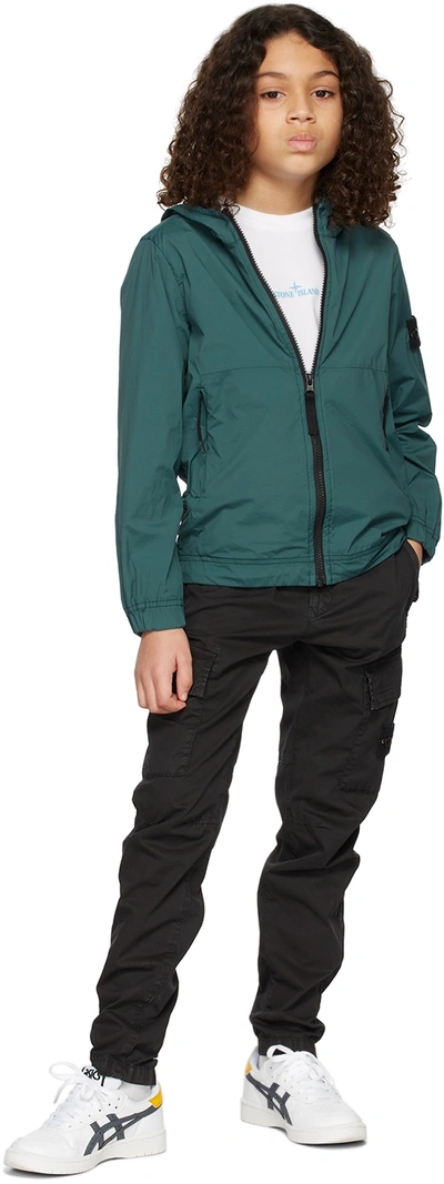Stone Island Kids Green Hooded Jacket In V0066 Grygr
