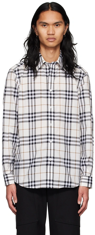 Burberry Caxton Checked Cotton Shirt In Beige