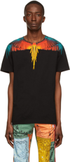 Marcelo Burlon County Of Milan Wings Printed Cotton T-shirt In Black,blue,yellow,red