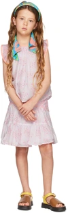 Chloé Kids Pink Floral Ruffle Tank Top In S79 Rose
