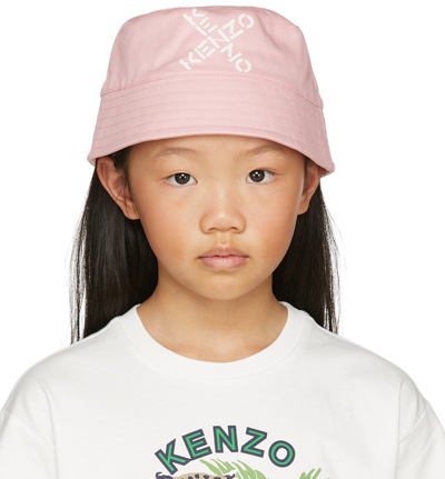 Kenzo Kids' Embossed-logo Bucket Hat In Rosa