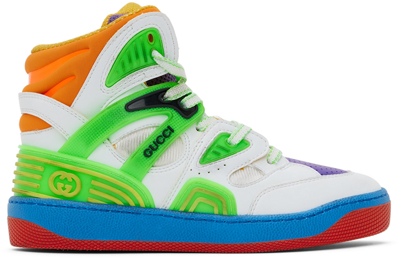 Gucci Kids Multicolor Basket Sneakers In White