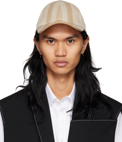 Burberry Logo Detail Exaggerated Check Cotton Baseball Cap In Soft Fawn