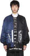 TAKAHIROMIYASHITA THE SOLOIST BLACK & NAVY NYLON BOMBER JACKET