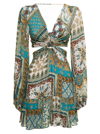 ANJUNA ELISA VISCOSE PRINTED DRESS WITH CUT OUT INSERTS