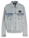 We11 Done We11done Logo Patch Faded Denim Jacket In Azzurro