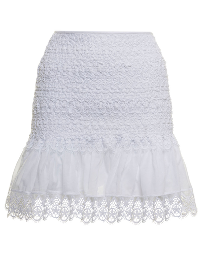 Charo Ruiz Fleur Guipure Lace And Cotton-blend Voile Mini Skirt In White