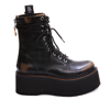 R13 Double Stacked Lace Up Boots In Black