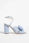 Loeffler Randall Camellia Pleated Bow Heel With Ankle Strap Blue In Blue