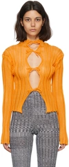 A. ROEGE HOVE SSENSE EXCLUSIVE ORANGE COTTON& NYLON CARDIGAN