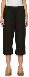 Mm6 Maison Margiela Elastic Waist Relaxed Fit Linen Pants In 900 Black