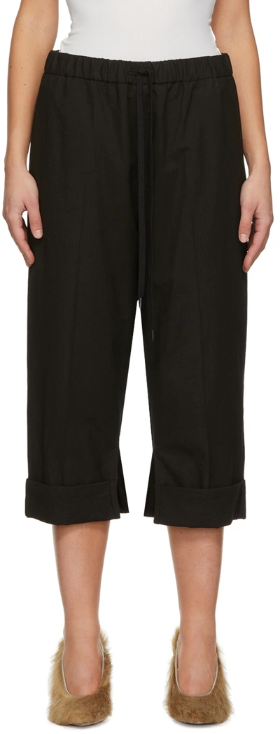 Mm6 Maison Margiela Elastic Waist Relaxed Fit Linen Pants In Black