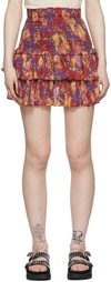 Isabel Marant Étoile Naomi Printed Smocked Miniskirt In Burnt Henna