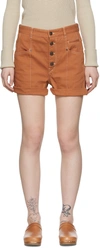 Isabel Marant Button-fastening Cotton Shorts In 11tr Terracotta