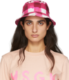Msgm Gingham-check Bucket Hat In 14 Raspberry
