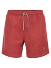 Brunello Cucinelli Swimming Costume With Embroidered Logo In Red