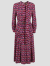 Valentino Long Elegant Dress With Long Sleeves In Pink & Purple