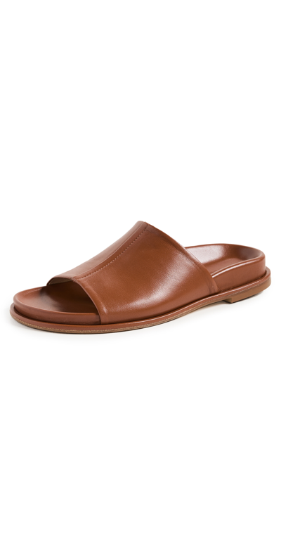 Aeyde Ada Leather Slides In Brown