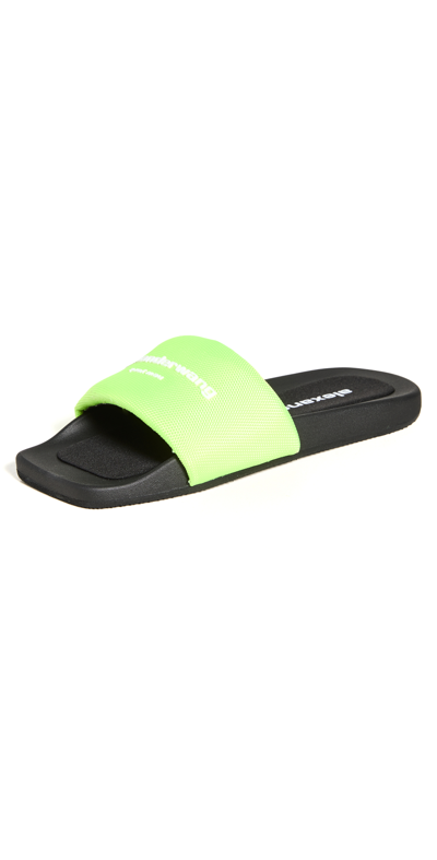 Alexander Wang Logo Pool Slides In Soft Glow Stick