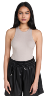 Good American Angled Rib High Neck Thong Bodysuit In Mink001