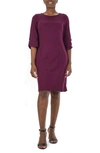 Nina Leonard Jewel Neck Tiered Sleeve Midi Dress In Crisp Berry