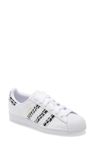 Adidas Originals Superstar Sneaker In White/ Gold/ Black