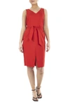 Nina Leonard Millennium Sleevess Belted Dress In Candy Apple