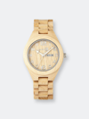 Earth Wood Sapwood Bracelet Watch W/date In Brown