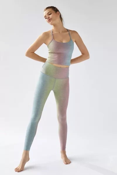 Beyond Yoga Caught In The Midi Printed Legging In Silver Multi