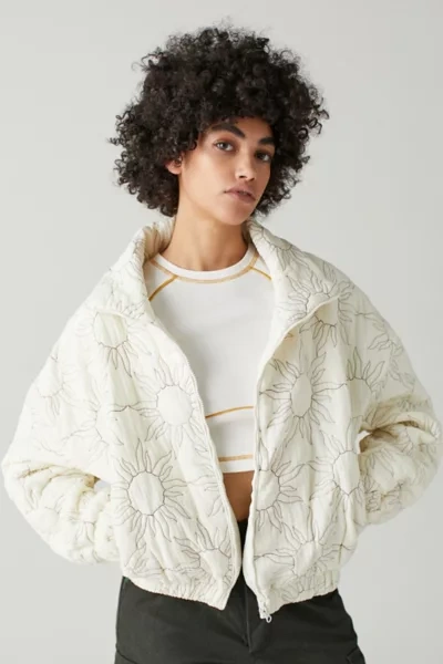 Urban Outfitters Uo Olivia Quilted Bomber Jacket In Ivory ModeSens