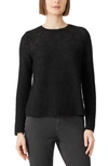 Eileen Fisher Textured Crewneck Organic Linen & Cotton Sweater In Black
