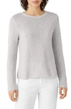 Eileen Fisher Textured Crewneck Organic Linen & Cotton Sweater In Pearl