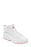 Jordan Kids' Nike  6 Rings High Top Sneaker In White/ Hibiscus/ Platinum
