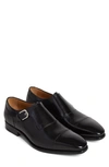 Paul Stuart Giordano Monk-strap Leather Shoes In Black Calf