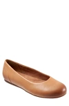 Softwalk Sonoma Womens Leather Slip On Ballet Flats In Tan Leather