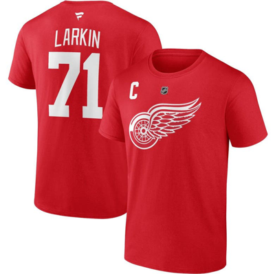 Fanatics Men's  Branded Dylan Larkin Red Detroit Red Wings Authentic Stack Captain Name And Number T-