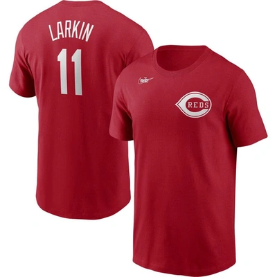 Nike Men's  Barry Larkin Red Cincinnati Reds Cooperstown Collection Name & Number T-shirt